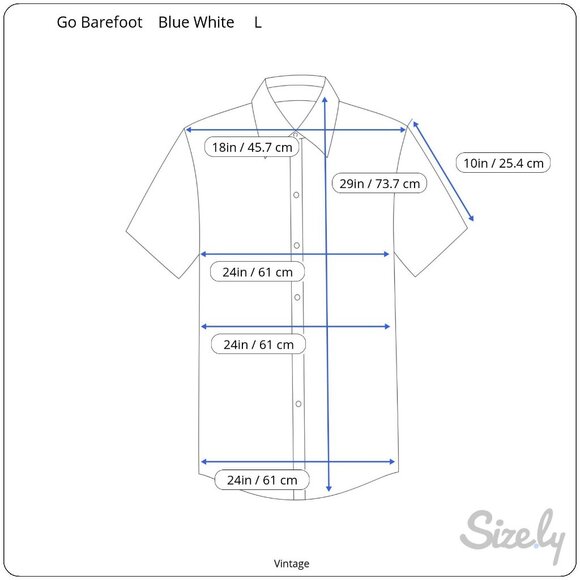 Go Barefoot Vintage Hawaiian Shirt Mens L Blue Floral Print Cotton Short Sleeve - Picture 8 of 12